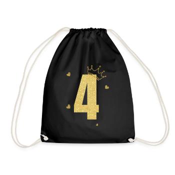 4th anniversary golden crown - Drawstring Bag - black - Front