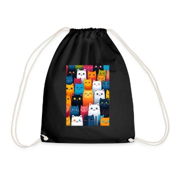 cat pattern - Sac de sport léger - noir - Devant