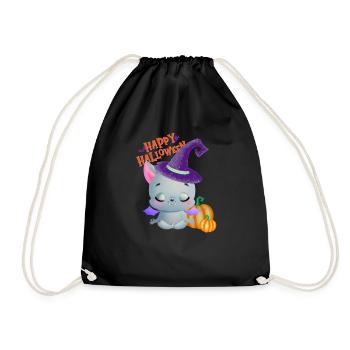 Joyeux Halloween chauve-souris avec chapeau - Sac de sport léger - noir - Devant