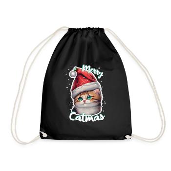 Merry Catmas - Drawstring Bag - black - Front
