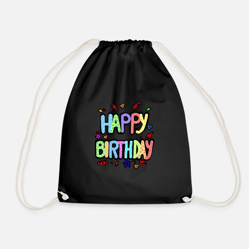 HAPPY BIRTHDAY - Drawstring Bag - black