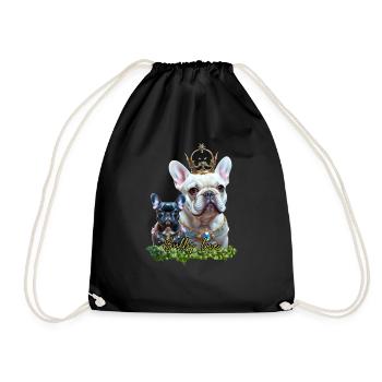 Französische Bulldogge Shirt und Accessoires - Turnbeutel - Schwarz - Vorne