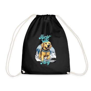 Labrador Retriever Skifahrer Apres Ski - Turnbeutel - Schwarz - Vorne