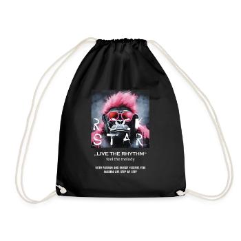 Pink Monkey Star - Rock and Roll - Turnbeutel - Schwarz - Vorne