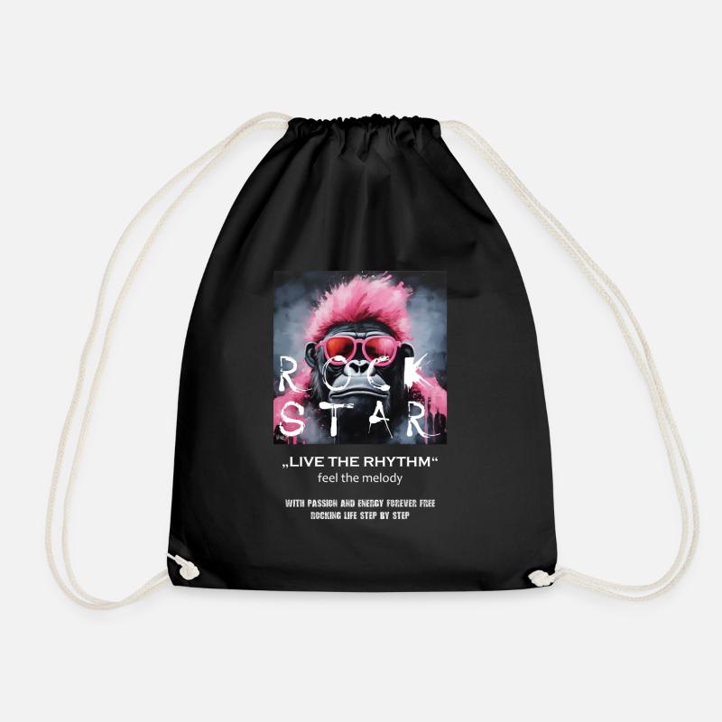 Pink Monkey Star - Rock and Roll - Turnbeutel - Schwarz