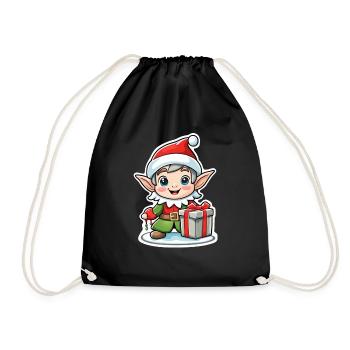 Elf Christmas Elf Gift Elf - Drawstring Bag - black - Front