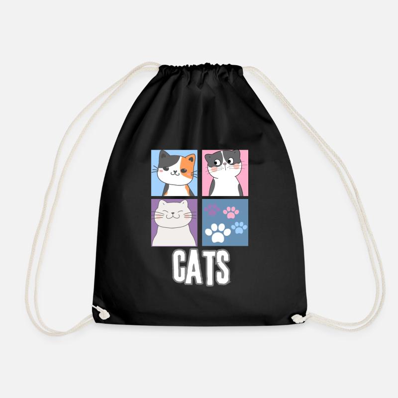 Katzen - Turnbeutel - Schwarz