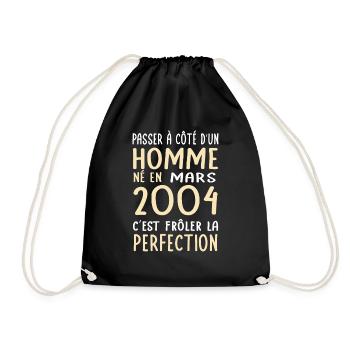Anniversaire 20 ans - Né en Mars 2004 - Sac de sport léger - noir - Devant