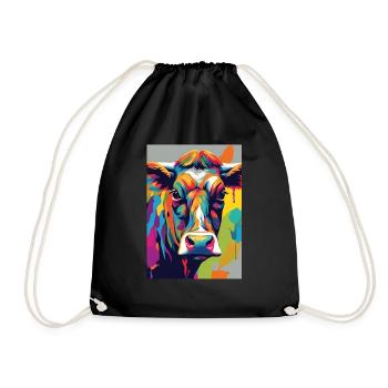 Cow skull colorful - Drawstring Bag - black - Front