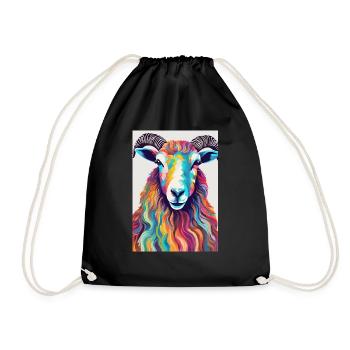 Colorful ram - Drawstring Bag - black - Front