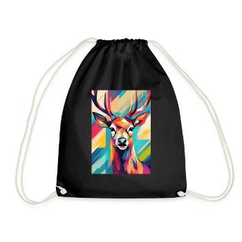 Tête de cerf colorée - Sac de sport léger - noir - Devant