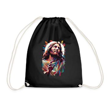 jesus bible christian religion christian cross christian - Drawstring Bag - black - Front