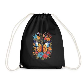 Schmetterling Insekt Schmetterling Natur Sommer bunte Kunst - Turnbeutel - Schwarz - Vorne