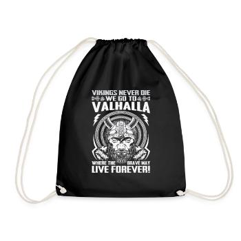 Nordic scandinavia retro viking mystical mythology - Drawstring Bag - black - Front