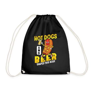 Hot Dogs And Beer Shaped This Body Foodie Wiener H - Drawstring Bag - black - Front