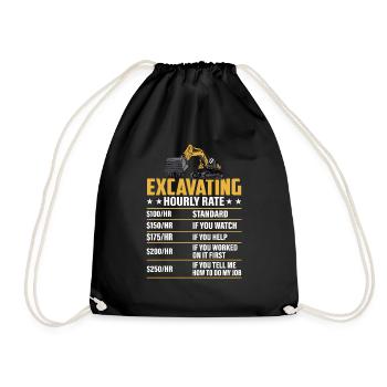 Excavating -Hourly Rate- Excavator Operator - Drawstring Bag - black - Front