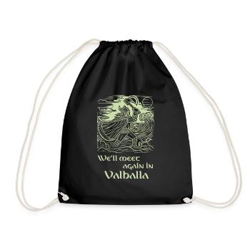 Viking Woodcut 07 2024 01 - Drawstring Bag - black - Front