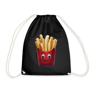 Glückliche Pommes - Turnbeutel - Schwarz - Vorne
