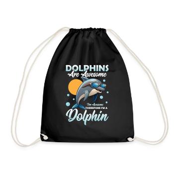 Dolphins Are Awesome Marine Biology Beach Vacation - Drawstring Bag - black - Front