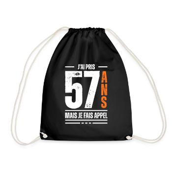 57 ans / t-shirt 57 ans / idée cadeau 57 ans - Sac de sport léger - noir - Devant
