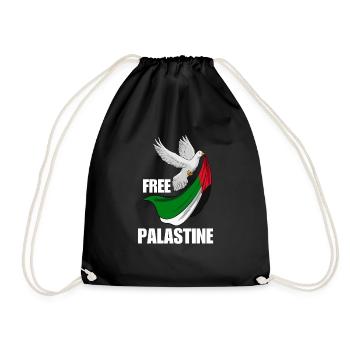 Free Palestine Design – Statement for Peace - Drawstring Bag - black - Front