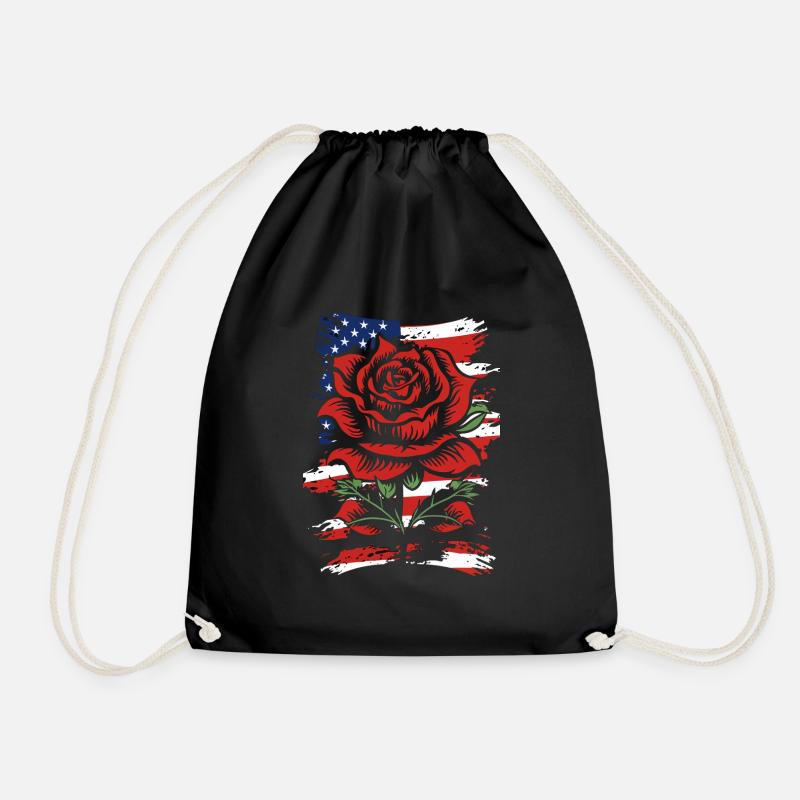 American Rose - Drawstring Bag - black