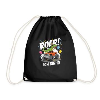 10e anniversaire 10 ans de fan de dinosaure monster truck - Sac de sport léger - noir - Devant