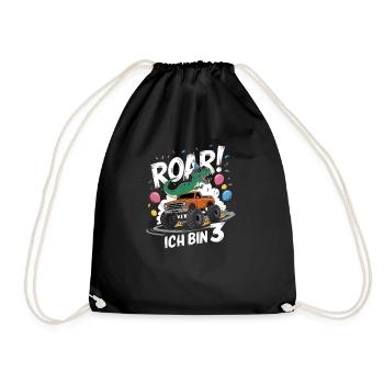 3ème anniversaire 3 ans Dino Monster Truck Fan - Sac de sport léger - noir - Devant