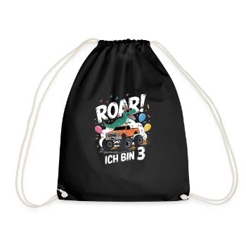 3ème anniversaire 3 ans Dino Monster Truck Fan - Sac de sport léger - noir - Devant