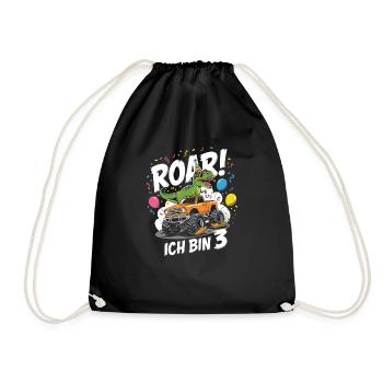 3ème anniversaire 3 ans Dino Monster Truck Fan - Sac de sport léger - noir - Devant