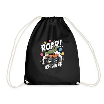 4ème anniversaire 4 ans Dino Monster Truck Fan - Sac de sport léger - noir - Devant