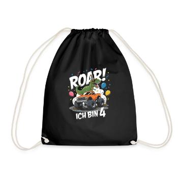 4ème anniversaire 4 ans Dino Monster Truck Fan - Sac de sport léger - noir - Devant