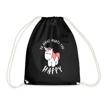 What makes you happy | Unicorn, Fairy Tale - Drawstring Bag - black - Front