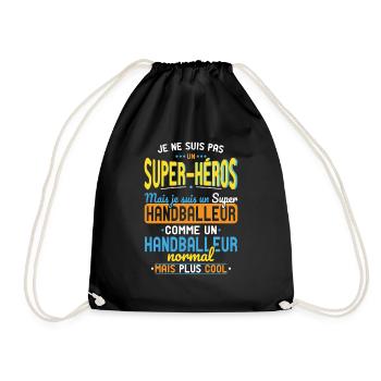Not a Superhero but a Super Handball Player - Drawstring Bag - black - Front