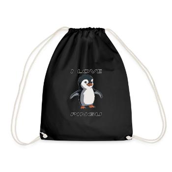 Cute penguin design - Drawstring Bag - black - Front