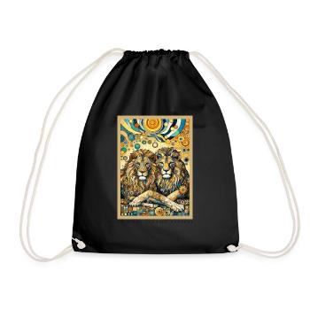 Lions Lion Two Lions - Drawstring Bag - black - Front