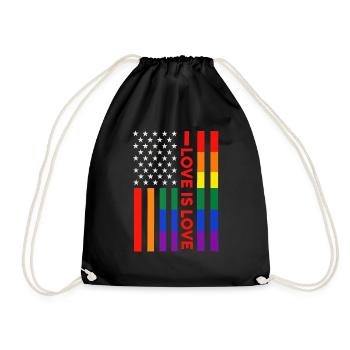 Patriotic Rainbow "Love Is Love" Flag - Drawstring Bag - black - Front