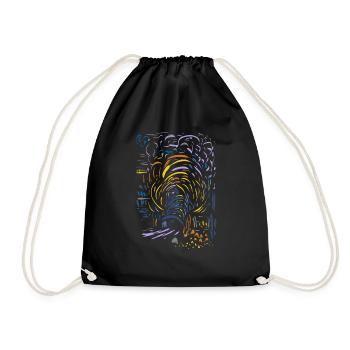 Abstract - Drawstring Bag - black - Front