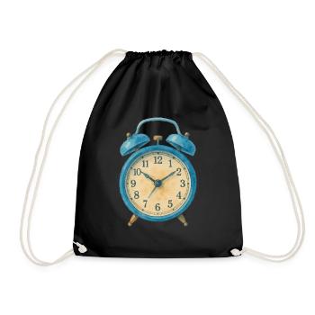 wecker uhr aquarell - Turnbeutel - Schwarz - Vorne