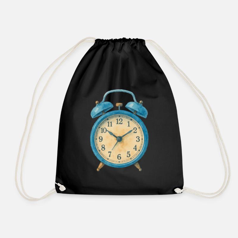 wecker uhr aquarell - Turnbeutel - Schwarz