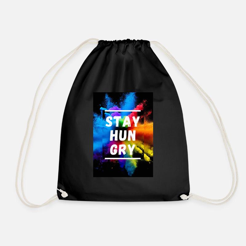 Motivations-Tasse: Stay Hungry - Turnbeutel - Schwarz