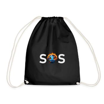SOS - Burning Sad Earth Climate Change - Drawstring Bag - black - Front