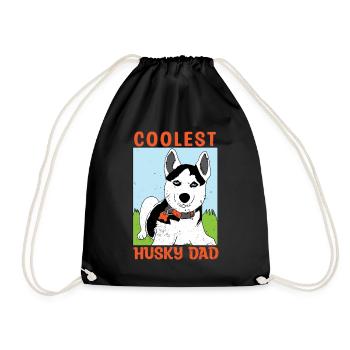 Husky Dog Blue Eyes Dog Owner Huskydad - Drawstring Bag - black - Front