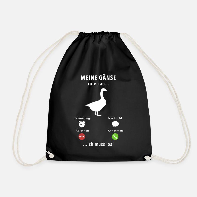 Meine Gänse rufen an - ich muss los - Spruch - Turnbeutel - Schwarz