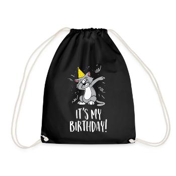 It's my birthday - Birthday and party cat - Drawstring Bag - black - Front
