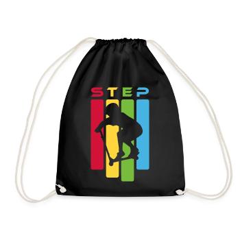 Climb Silhouette on Colorful Stripes - Drawstring Bag - black - Front