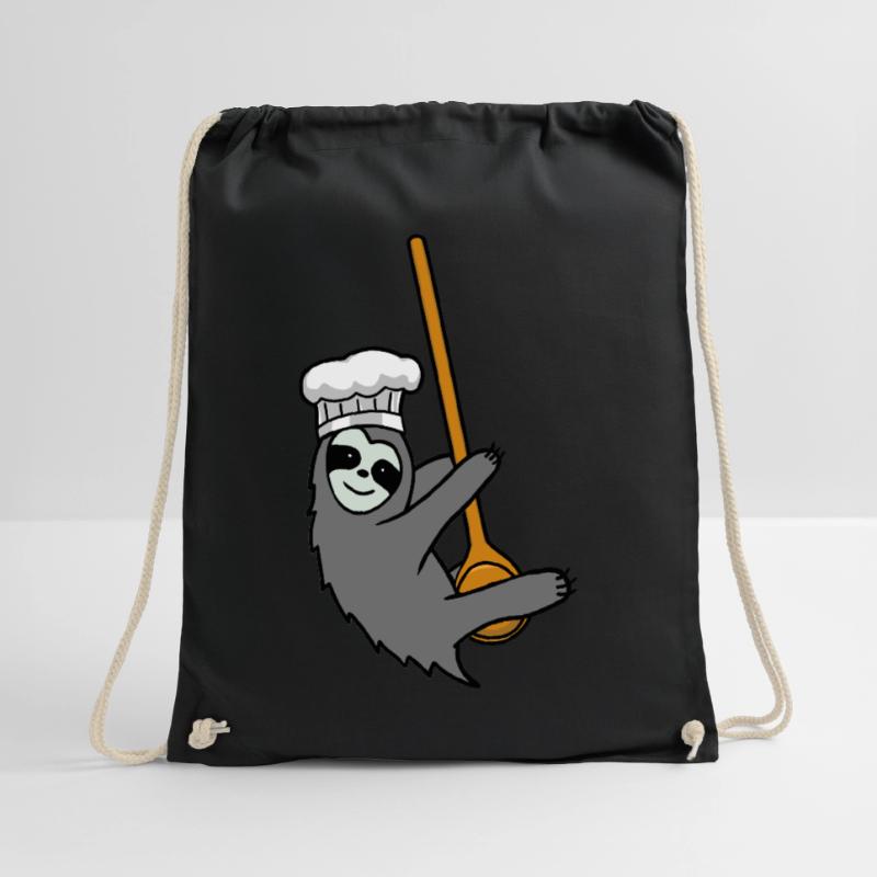 Industrious sloth kitchen cooking cooking spoon hobby chef Drawstring Bag