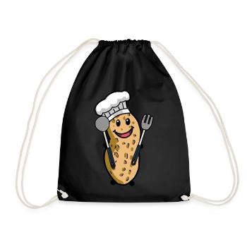 Cook Peanut Gourmet Culinary Art Hobby Chef Nut - Drawstring Bag - black - Front