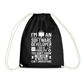 Software Development Software Developer Developer - Drawstring Bag - black - Front