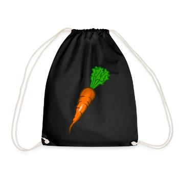 Karotte | Bestseller, Hase, Vegan, Vegetarier - Turnbeutel - Schwarz - Vorne